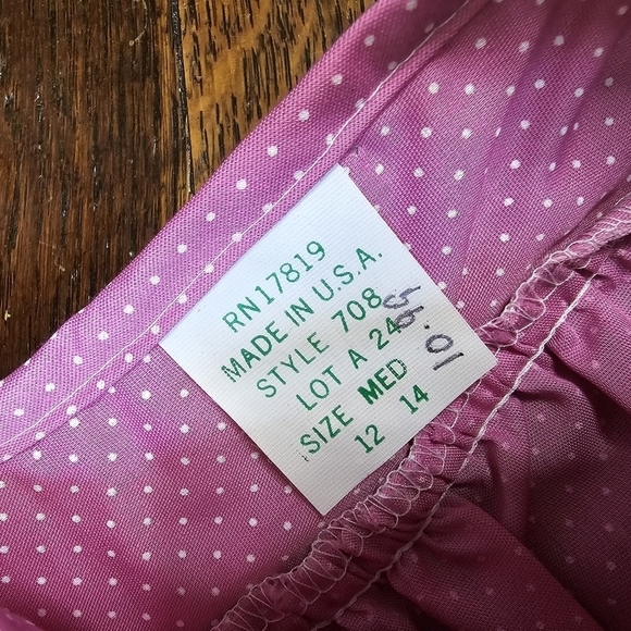 Deadstock Vintage 70s Pink Polka Dot Barbiecore Girly Night Gown House Dress - Picture 5 of 16